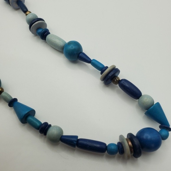 Handmade Women Wood Beaded Necklace Festival Strand Statement Boho Artisan - Picture 2 of 6